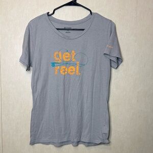 Columbia Get Reel Blue/Gray Fitted T-shirt SZ Large